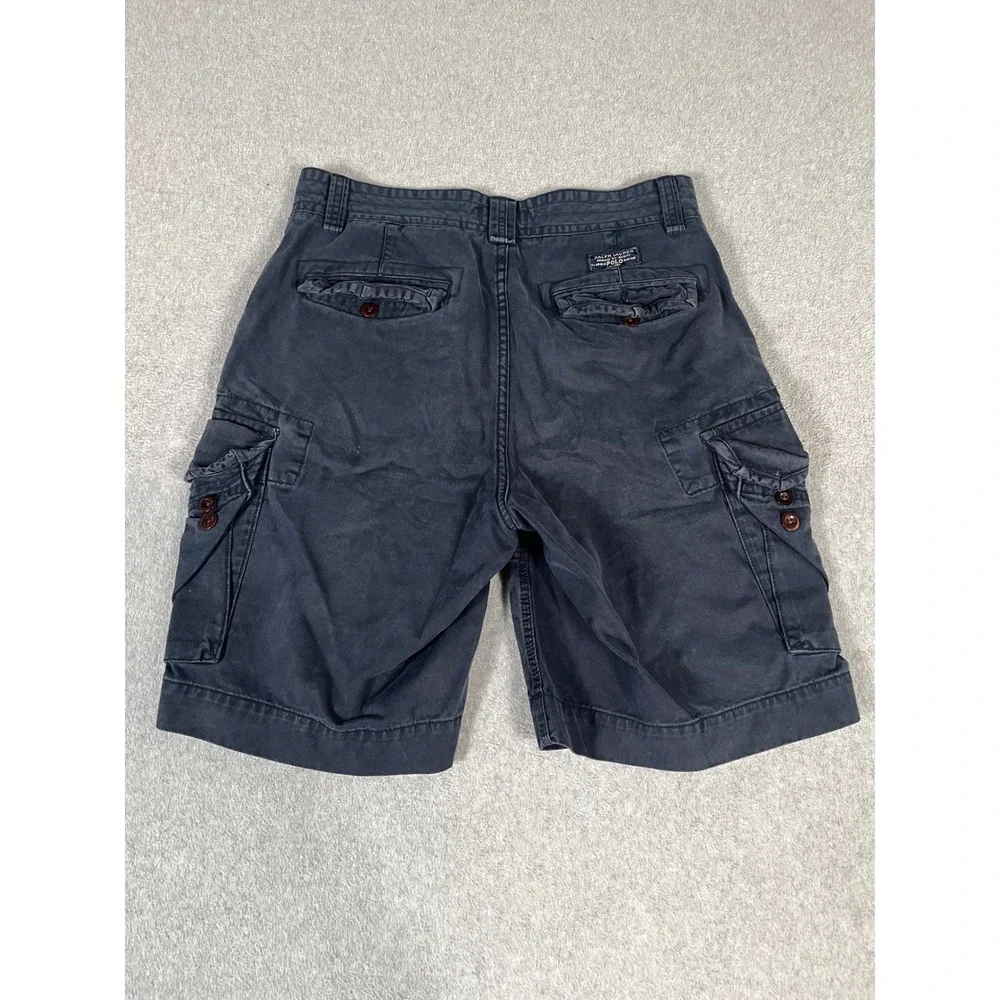 Polo Ralph Lauren Mens Navy Blue Cotton Cargo Shorts Size 32 Utility Casual